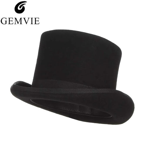 GEMVIE 13.5cm 100% Wool Felt Top Hat