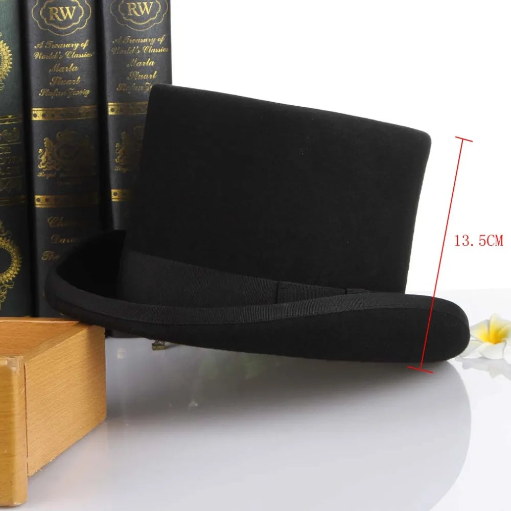 GEMVIE 13.5cm 100% Wool Felt Top Hat