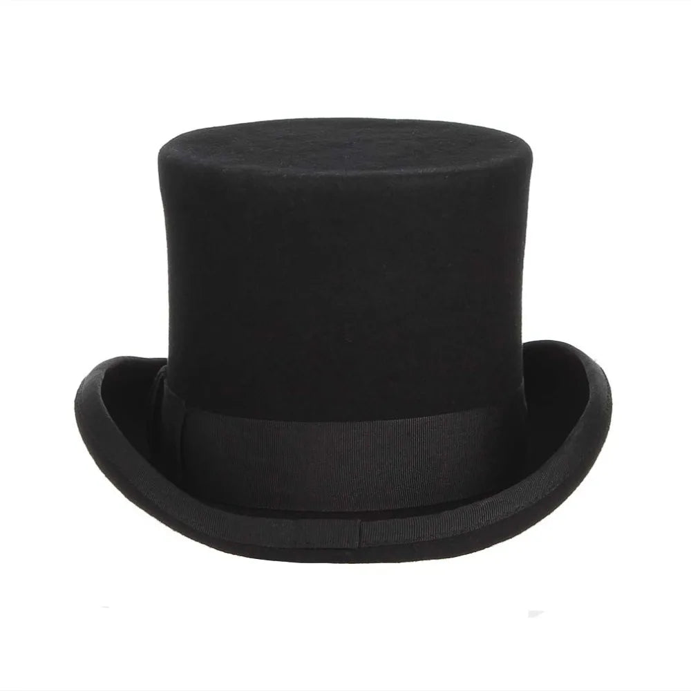 GEMVIE 13.5cm 100% Wool Felt Top Hat