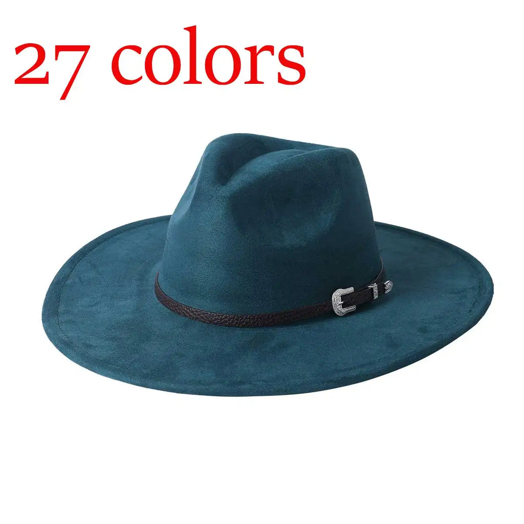 Dark green suede fedora hat for men